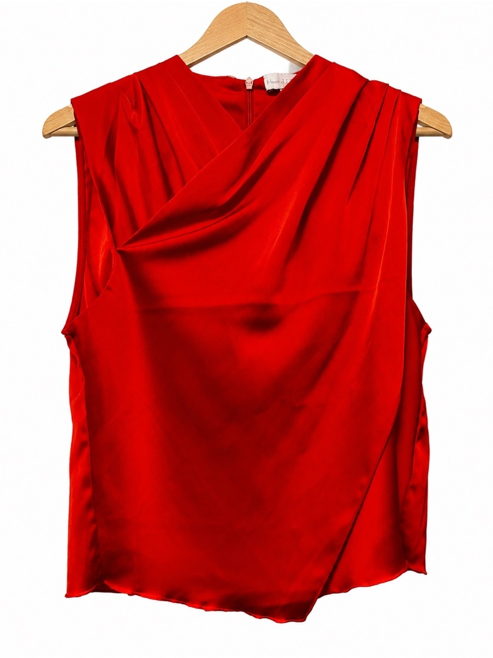 House of Harlow 1960 Orange Satin Draped Sleeveless Blouse Top Size M
